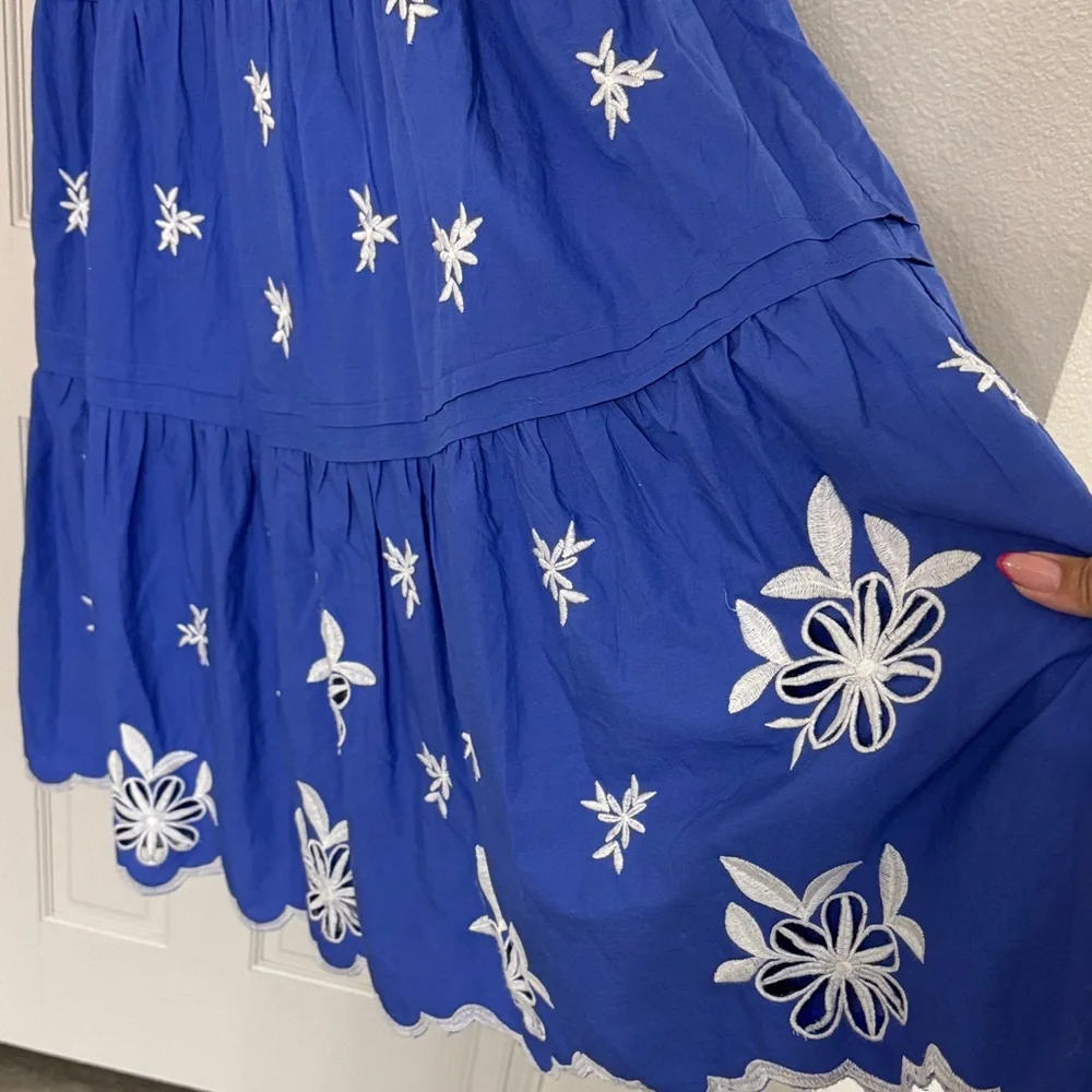 Anthropologie Embroidered Somerset Blue Maxi Dress - Picture 7 of 10